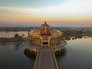 Nakhon Ratchasima, Thailand, Jan 15, 2023, Wat Ban Rai, Colorful complex with an elephant mosaic...