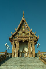 Nakhon Ratchasima, Thailand, Jan 15, 2023, Wat Ban Rai, Colorful complex with an elephant mosaic...