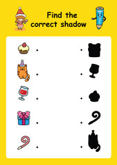 Find the correct shadow education game for children vector illustration