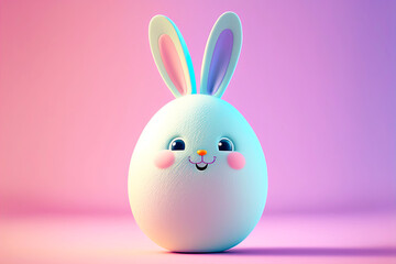 Cute Easter egg rabbit over pink background made with Generative AI.