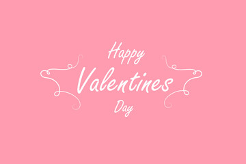 Lettering Happy Valentines Day banner. Valentines Day greeting card template with typography text happy valentine`s day and pink heart and line on background.