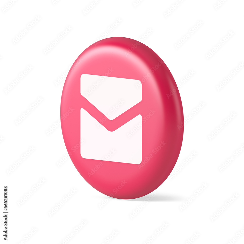 Poster email letter incoming message closed envelope mobile application button 3d round realistic icon