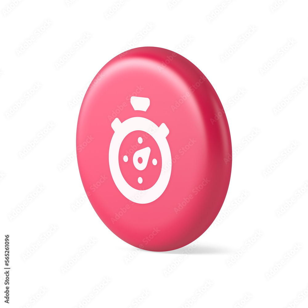 Aufkleber stopwatch button timer speed time counting application panel interface 3d round realistic icon