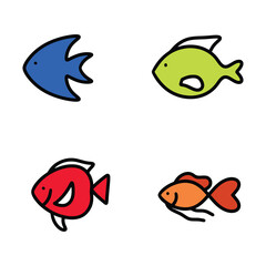 Fish modern line design style icons set on white background