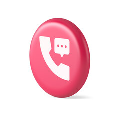 Helpline assistance chat consulting telephone customer support pink button 3d round realistic icon