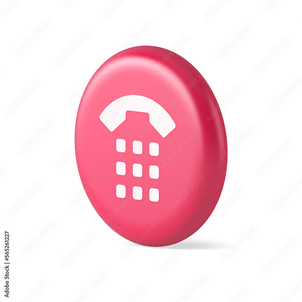 Poster phone call button application handset mobile contact communication 3d round realistic icon