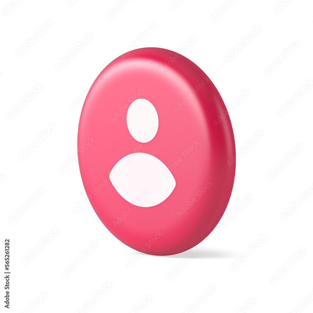 Poster member user personal data button human avatar character social character profile 3d realistic icon