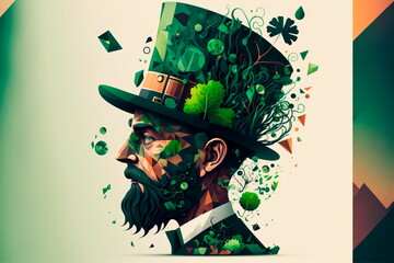 St.Patrick 's Day abstract illustrations with elements . Generative AI