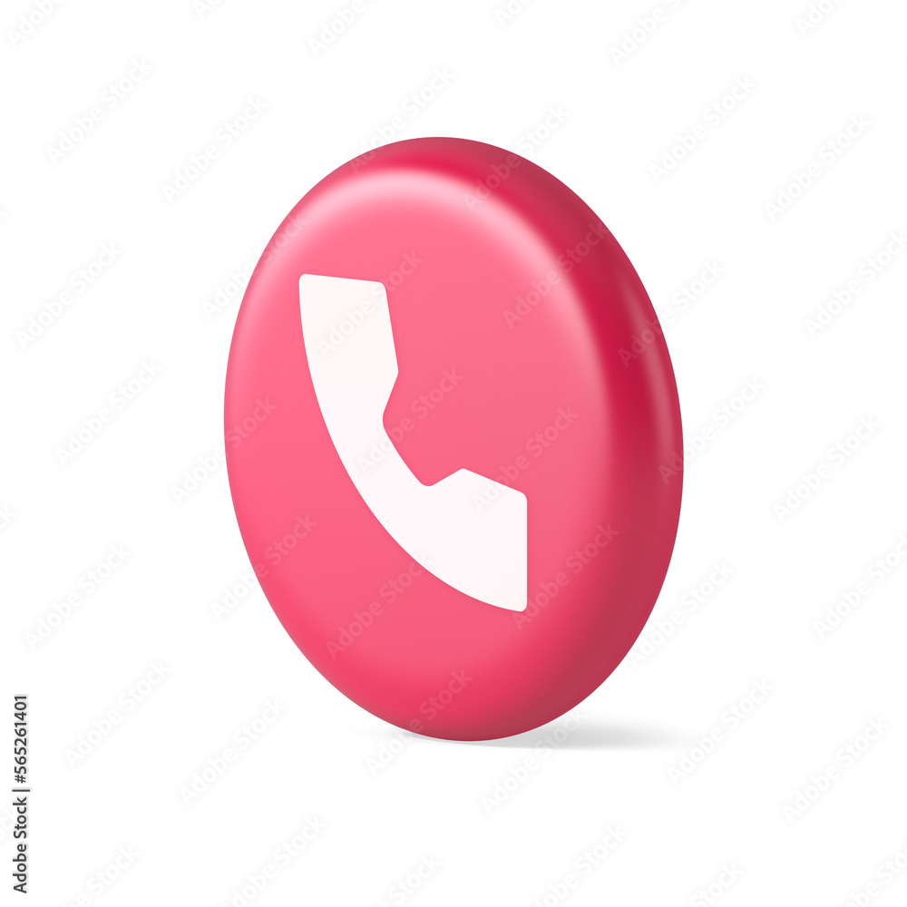 Poster phone call contact voice communication button web application design 3d round realistic icon
