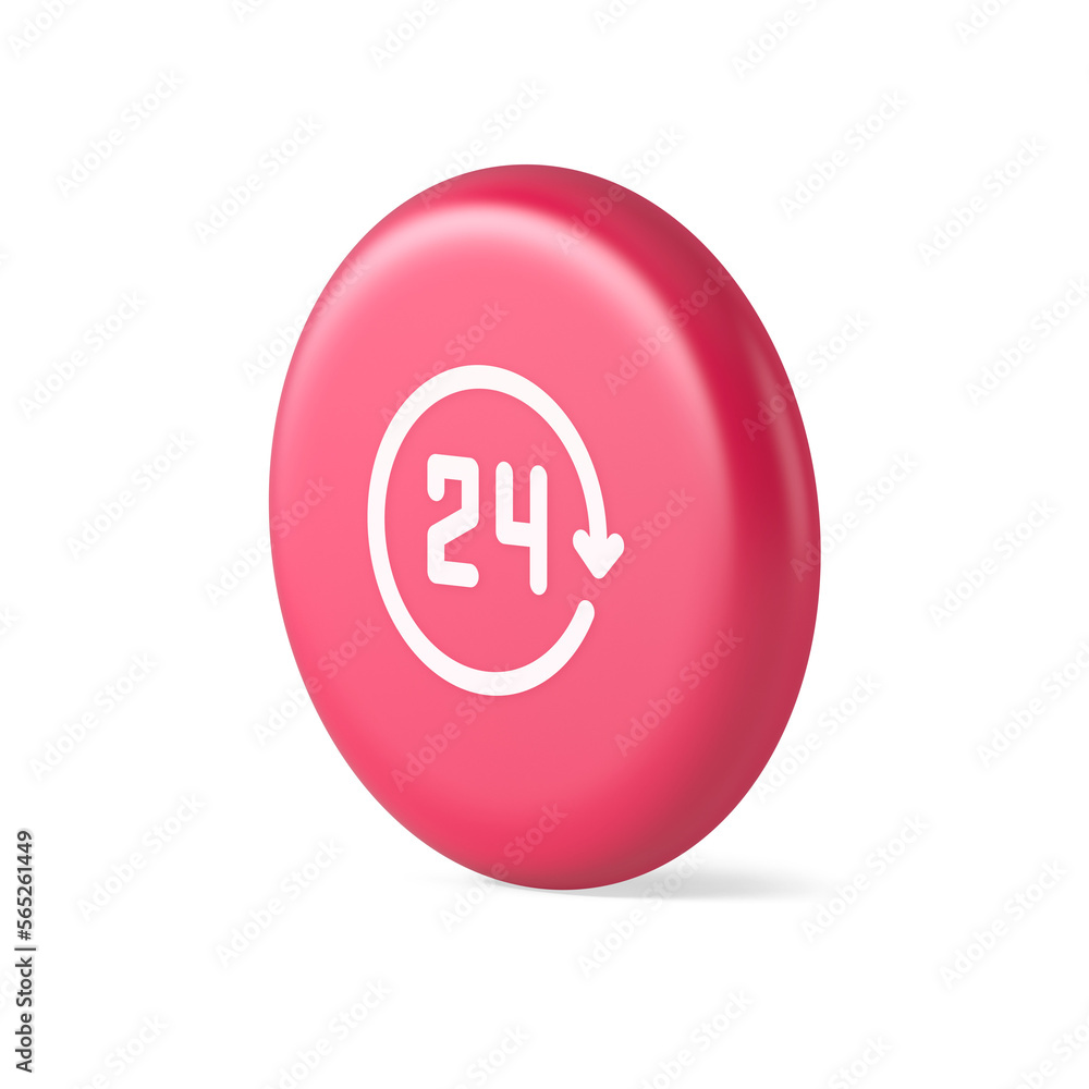 Aufkleber 24 hours circle arrow button always available assistance service 3d round realistic icon