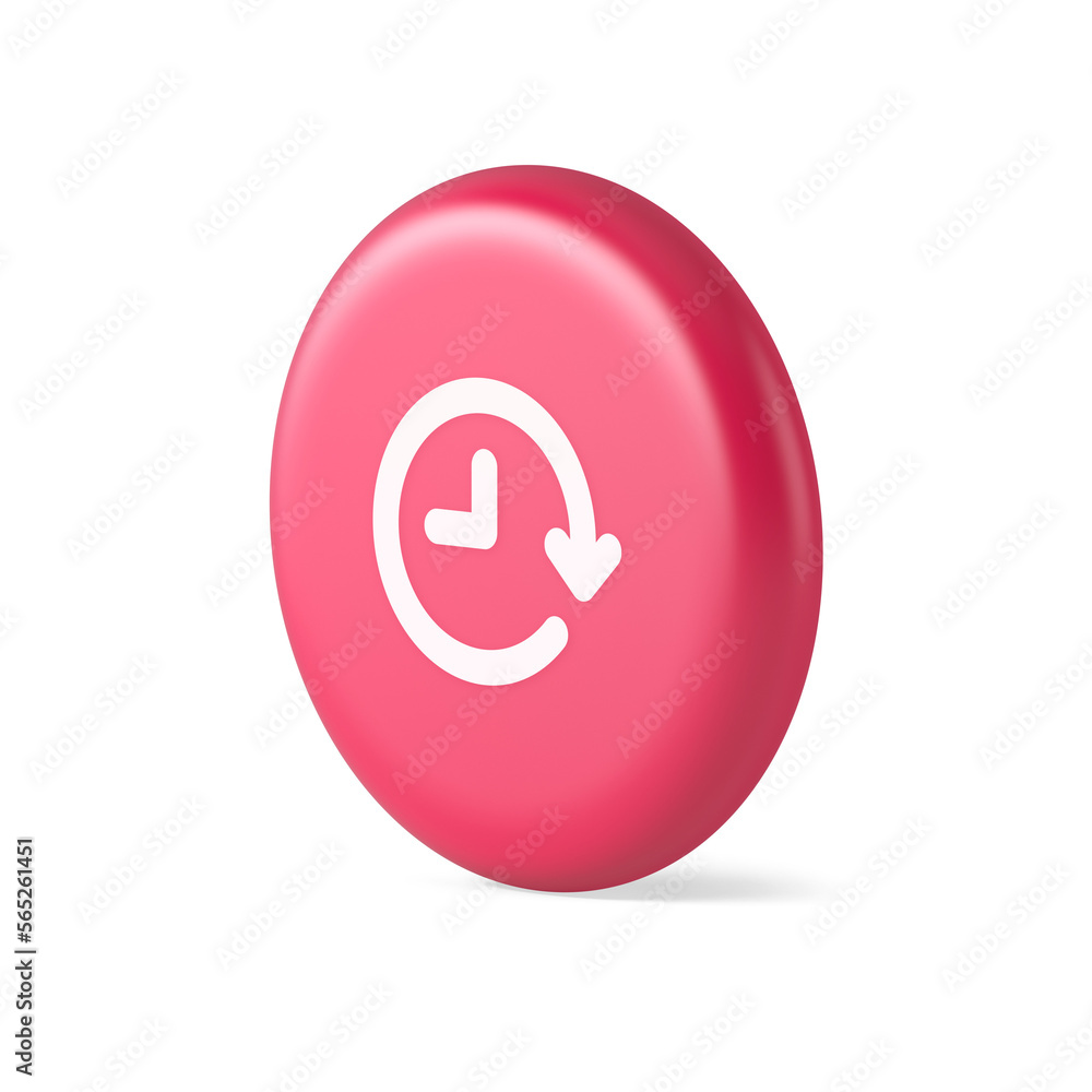 Poster clock in circle arrow button time countdown deadline chronometer 3d round realistic icon
