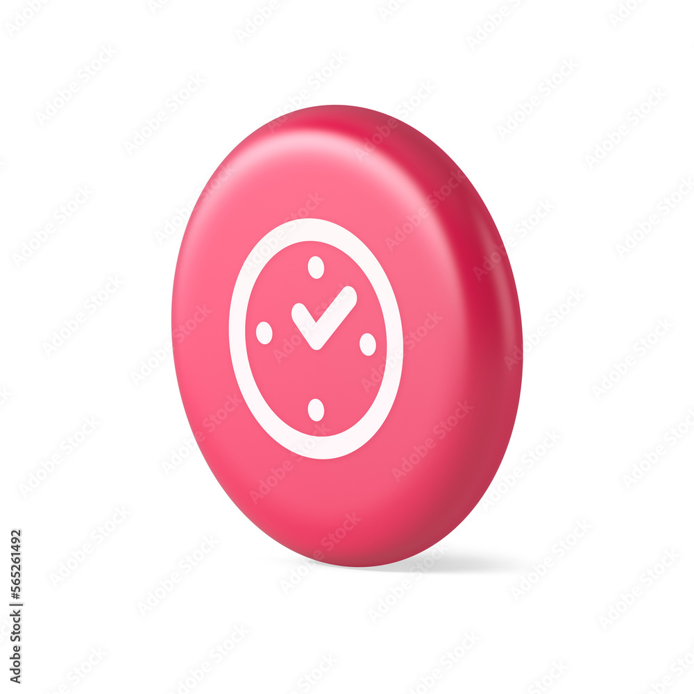 Poster watch time control button alarm clock deadline checking web app design 3d round realistic icon