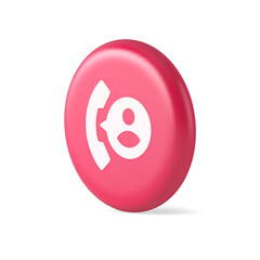 Phone contact call helpdesk customer support button telephone talk service 3d round realistic icon