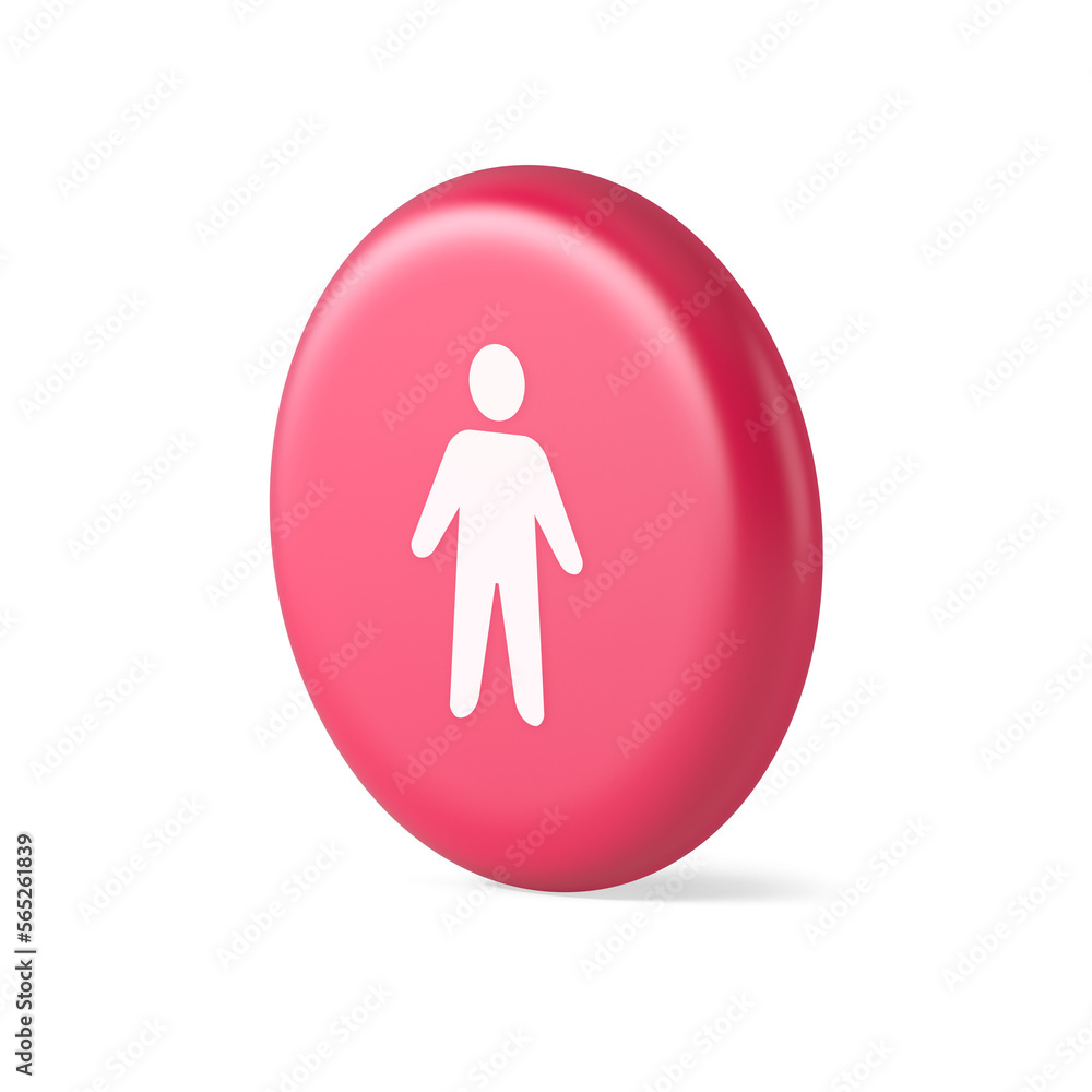 Poster people member user button unrecognizable person human body web application 3d round realistic icon