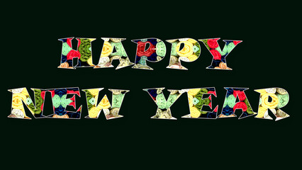 set of colorful letters AS HAPPY NEW YEAR