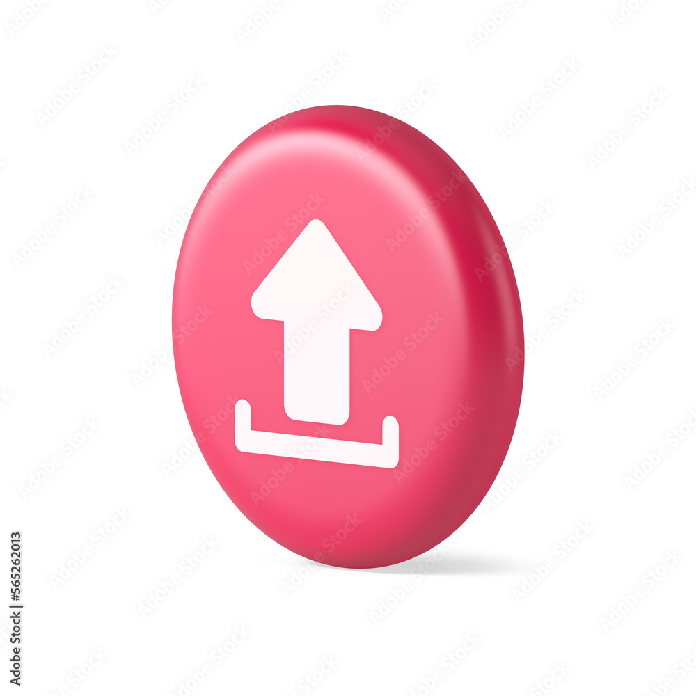 Poster upload up arrow button document multimedia file exchange cyberspace storage 3d realistic icon