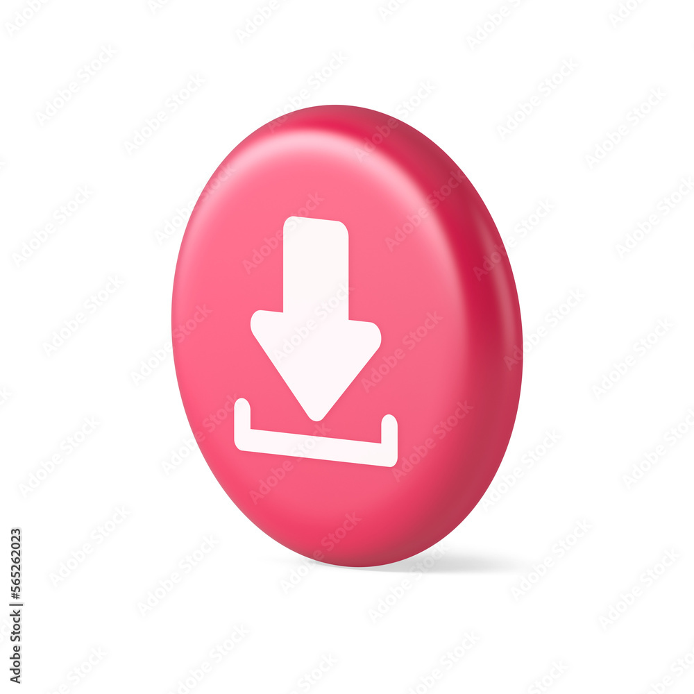 Poster download down arrow cyberspace information storage button internet file browsing 3d realistic icon