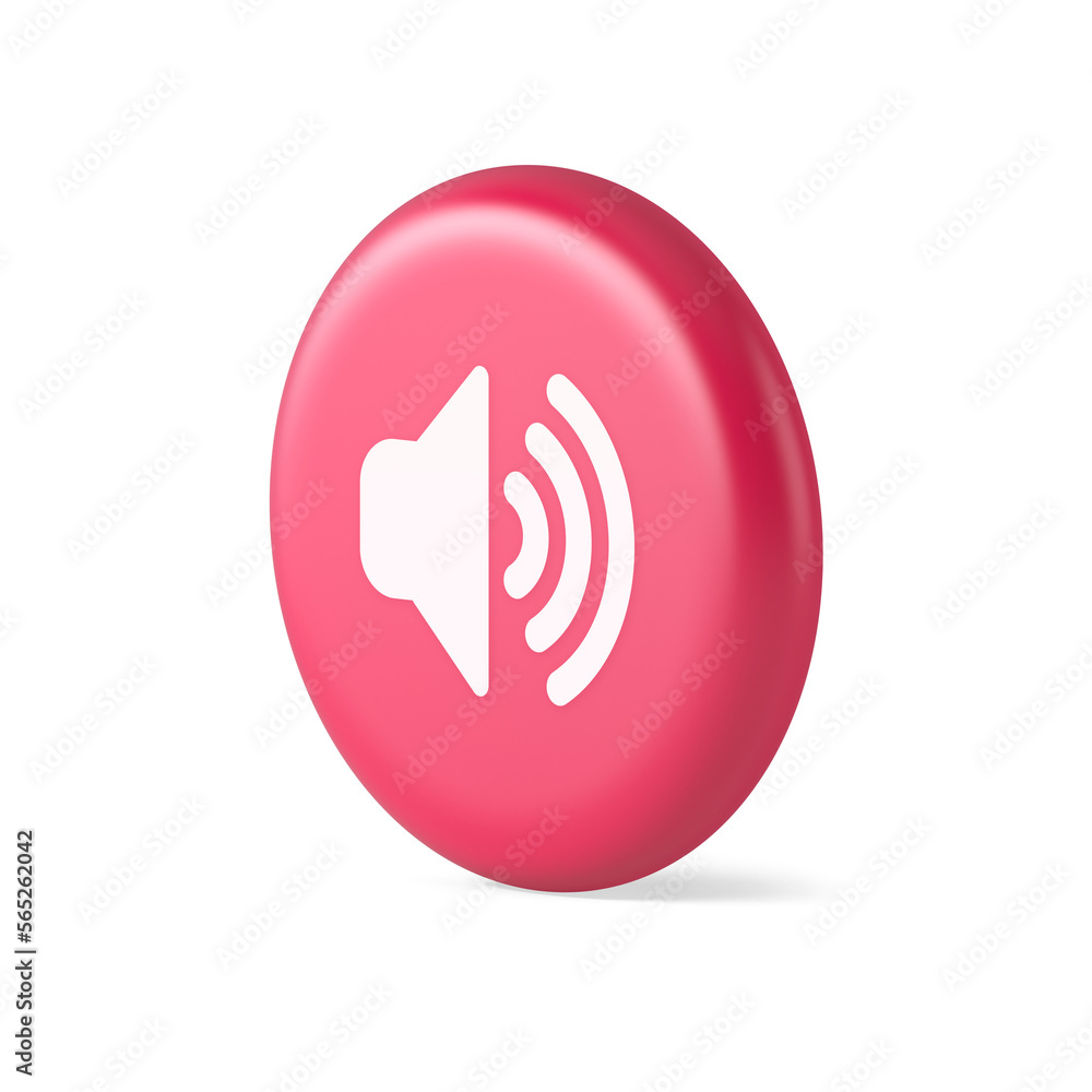 Poster volume sound button speaker acoustic level noise wave control 3d round realistic icon