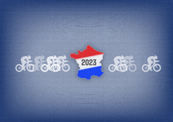 Graphisme pour le Tour de France 2003. Le logo Cyclistes lors de la course cycliste &agrave; Silouette, France et l'ann&eacute;e.