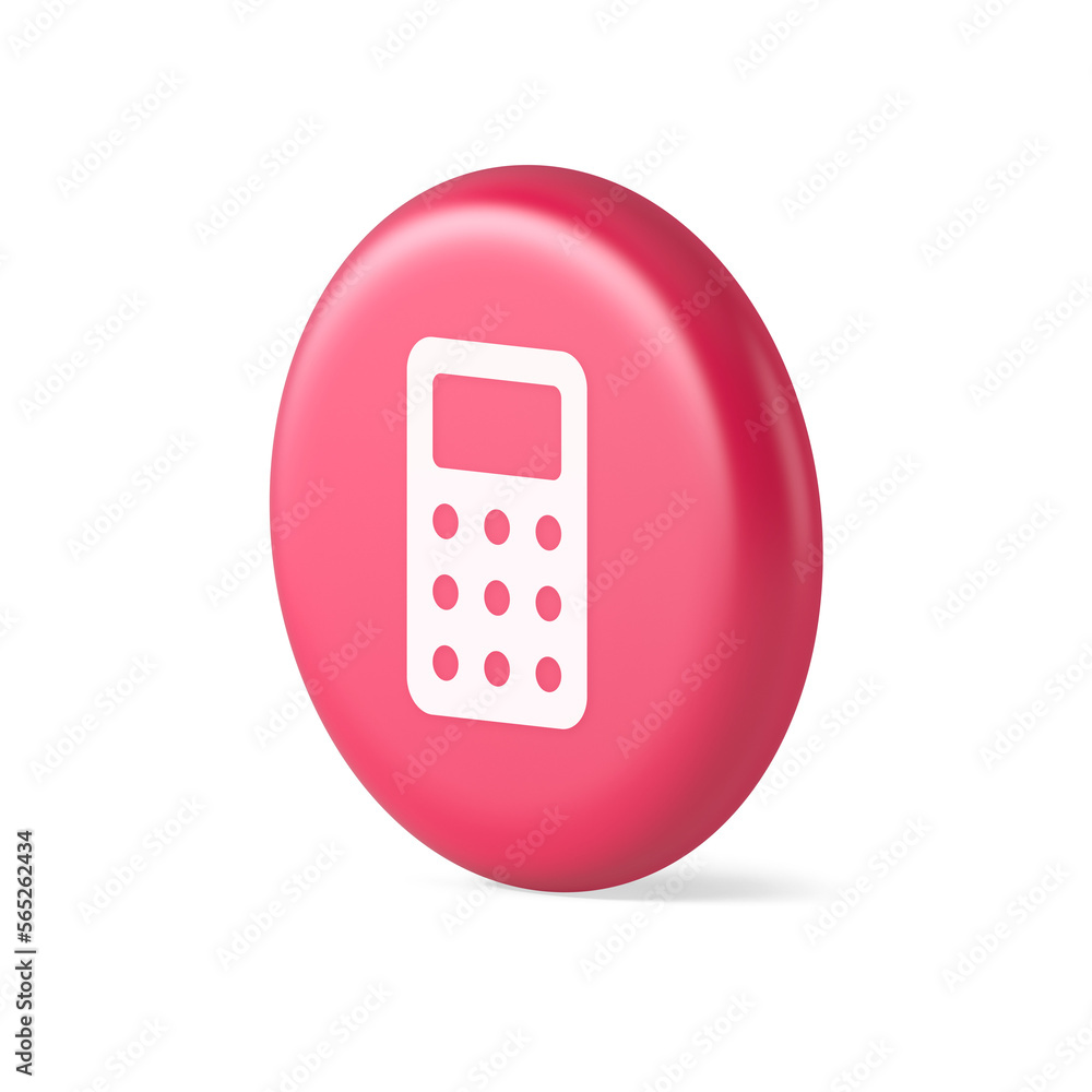 Poster calculator button mathematical number counting web application design 3d round realistic icon