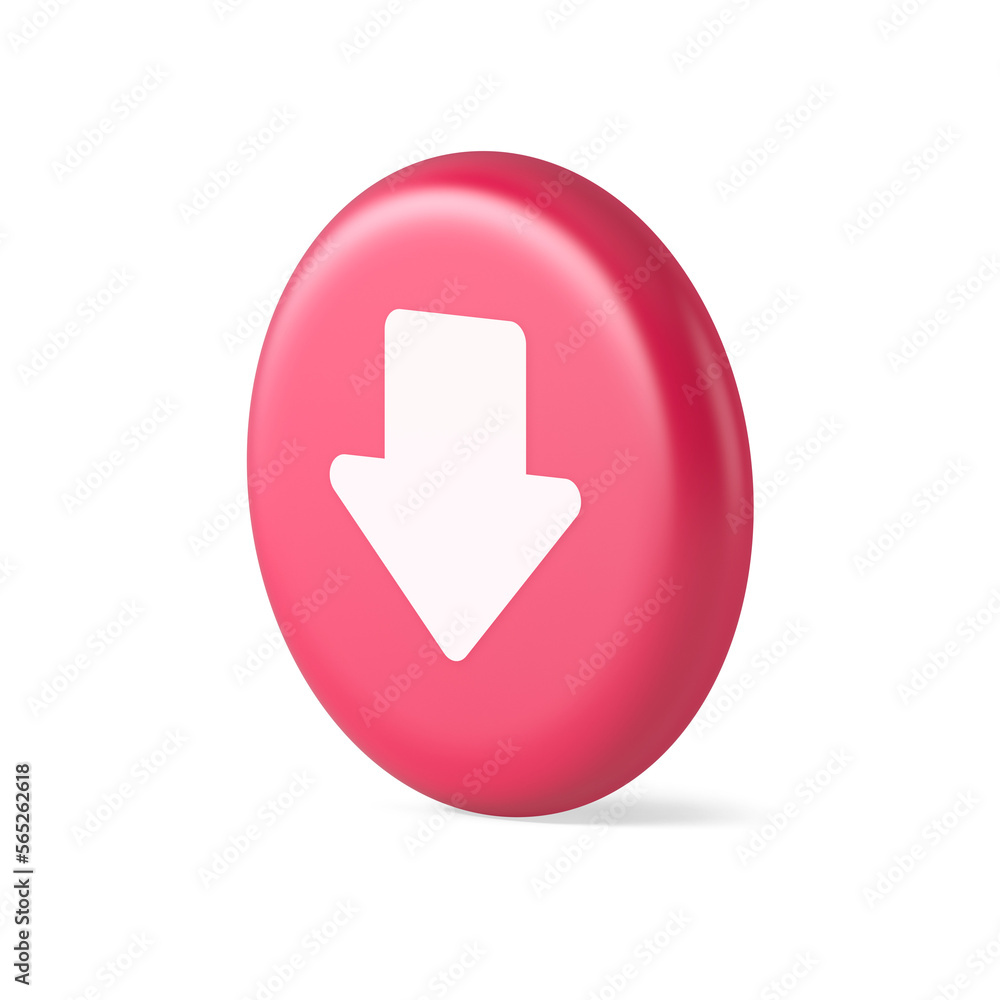Poster arrow down button keyboard navigation pointer cyberspace downloading web app 3d realistic icon