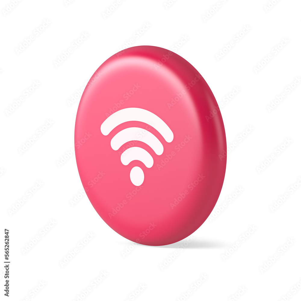 Poster wi fi internet connection button high speed wireless cyberspace digital network 3d realistic icon