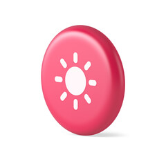 Brightness button sun light warm cold contrast digital interface 3d round realistic icon