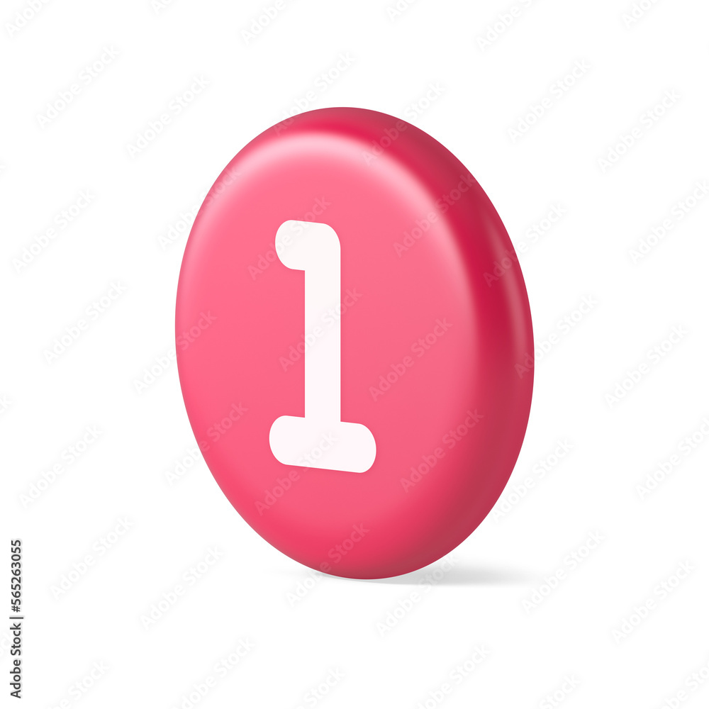 Poster one number button finance counting panel keyboard user interface 3d round realistic icon