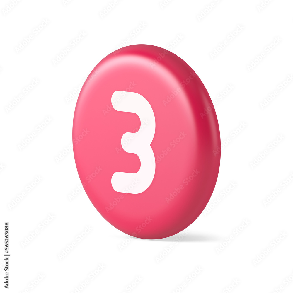 Poster three number button internet communication texting message character 3d round realistic icon