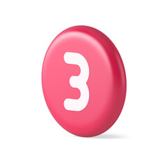 Three number button internet communication texting message character 3d round realistic icon