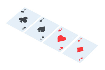 Suite playing cards isolated on white background. 3d render