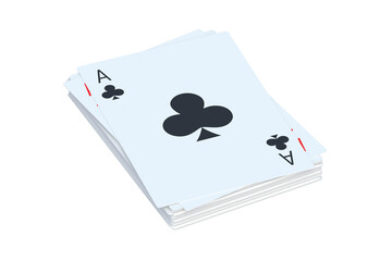 Stack of playing cards isolated on white background. 3d render