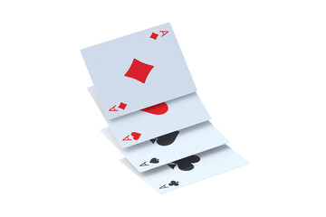 Playing cards isolated on white background. 3d render