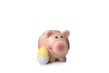 Concept of saving money for easter holidays, isolated on white background