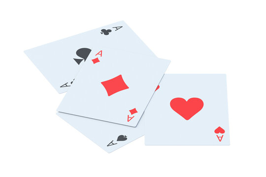 Scattered playing cards isolated on white background. 3d render