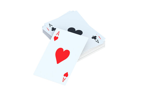 Stack playing cards isolated on white background. 3d render