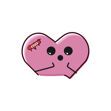 Valentines Day Broken Heart Doodle Illustration