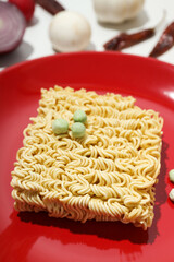 Concept of instant food, tasty instant noodles