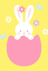 easter vector background with bunny, egg and flowers for banners, cards, flyers, social media wallpapers, etc.