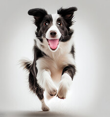 Fototapeta premium Happy running black and white border collie dog made with Generative AI
