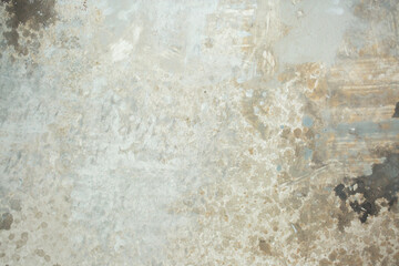 Light background of decorative plaster with abstract spots. Unusual texture of white or gray wall with beautiful patterns, creative surface background. Finishing coating for building cladding.