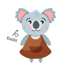 Koala bear cartoon characters with clothes . Vector .