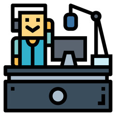 DJ filled outline icon style