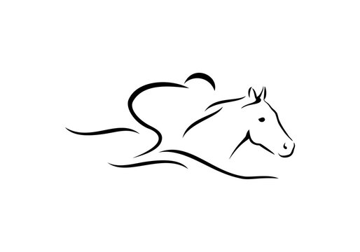 person riding racing horse icon Isolated On White Background - Vector Illustration, Logo Graphic Design