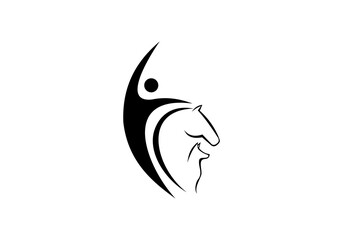 horse and dog icon people silhouette Isolated On White Background - Vector Illustration, Logo Graphic Design © GRAY