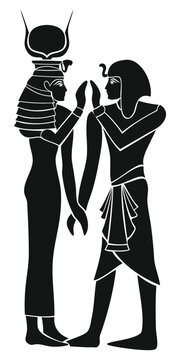 silhouette egyptian people love valentine's day vector