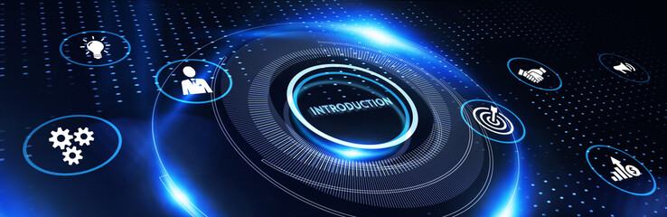 Business, technology, internet and network concept. Virtual screen of the future and sees the inscription: Introduction. 3d illustration