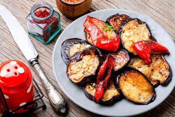 Grilled vegetables on a plate.