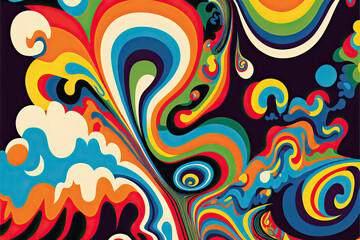 Psychedelic background, pattern, texture, '70s style, generative ai