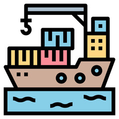 cargo ship filled outline icon style